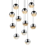 Grapes 12 Light Round Multi-Light Pendant - Polished Chrome / Clear