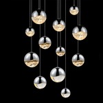 Grapes Round Assorted Multi-Light Pendant - Polished Chrome / Clear