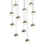 Grapes 12 Light Round Multi-Light Pendant - Satin Nickel / White