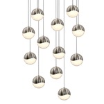 Grapes 12 Light Round Multi-Light Pendant - Satin Nickel / White