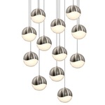 Grapes 12 Light Round Multi-Light Pendant - Satin Nickel / White