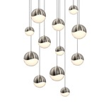 Grapes Round Assorted Multi-Light Pendant - Satin Nickel / White