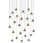 Grapes 24 Light Round Multi Light Pendant - Polished Chrome / Clear