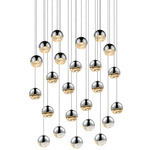 Grapes 24 Light Round Multi Light Pendant - Polished Chrome / Clear