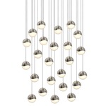 Grapes 24 Light Round Multi Light Pendant - Satin Nickel / White