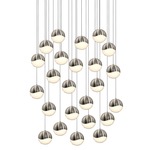 Grapes 24 Light Round Multi Light Pendant - Satin Nickel / White