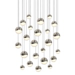 Grapes Round Assorted Multi-Light Pendant - Satin Nickel / White