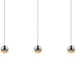 Grapes 3 Light Linear Multi-Light Pendant - Polished Chrome / Clear