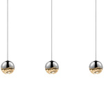 Grapes 3 Light Linear Multi-Light Pendant - Polished Chrome / Clear