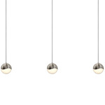 Grapes 3 Light Linear Multi-Light Pendant - Satin Nickel / White