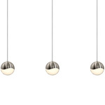 Grapes 3 Light Linear Multi-Light Pendant - Satin Nickel / White