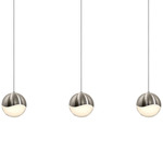 Grapes 3 Light Linear Multi-Light Pendant - Satin Nickel / White