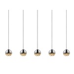 Grapes 5 Light Linear Multi-Light Pendant - Polished Chrome / Clear