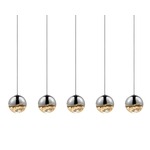 Grapes 5 Light Linear Multi-Light Pendant - Polished Chrome / Clear