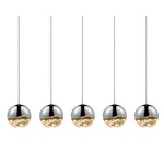 Grapes 5 Light Linear Multi-Light Pendant - Polished Chrome / Clear