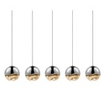 Grapes 5 Light Linear Multi-Light Pendant - Polished Chrome / Clear