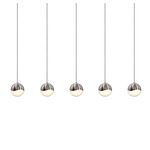 Grapes 5 Light Linear Multi-Light Pendant - Satin Nickel / White