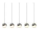 Grapes 5 Light Linear Multi-Light Pendant - Satin Nickel / White