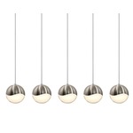 Grapes 5 Light Linear Multi-Light Pendant - Satin Nickel / White