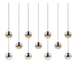 Grapes 11 Light Linear Multi-Light Pendant - Polished Chrome / Clear