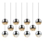 Grapes 11 Light Linear Multi-Light Pendant - Polished Chrome / Clear