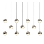 Grapes 11 Light Linear Multi-Light Pendant - Satin Nickel / White