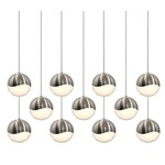 Grapes 11 Light Linear Multi-Light Pendant - Satin Nickel / White