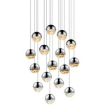 Grapes 16 Light Square Multi Light Pendant - Polished Chrome / Clear