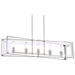 Crystal-Clear Linear Pendant - Polished Nickel / Clear