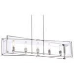Crystal-Clear Linear Pendant - Polished Nickel / Clear