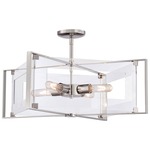 Crystal-Clear Convertible Semi Flush Mount - Polished Nickel / Clear