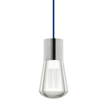 Alva Pendant - Satin Nickel / Blue Cord