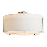 Exos Double Shade Semi Flush Ceiling Light - Bronze / Natural Anna