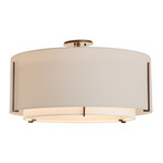 Exos Double Shade Semi Flush Ceiling Light - Bronze / Flax