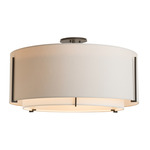 Exos Double Shade Semi Flush Ceiling Light - Dark Smoke / Flax