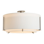 Exos Double Shade Semi Flush Ceiling Light - Natural Iron / Natural Anna