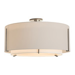 Exos Double Shade Semi Flush Ceiling Light - Natural Iron / Flax