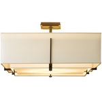 Exos Square Double Shade Semi Flush Ceiling Light - Dark Smoke / Natural Anna