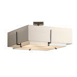 Exos Square Double Shade Semi Flush Ceiling Light - Natural Iron / Natural Anna