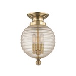 Coolidge Semi Flush Ceiling Light - Aged Brass / Clear