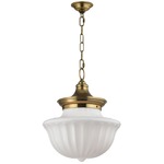 Dutchess Pendant - Aged Brass / White