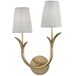 Deering 2 Light Wall Sconce - Aged Brass / White