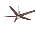Symbio Ceiling Fan with Light - Brushed Nickel / Dark Walnut / Etched Glass