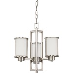 Odeon 3 Light Chandelier - Brushed Nickel / White Satin