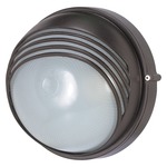 Round Hooded Die Cast Bulkhead Wall Light - Architectural Bronze / Frosted