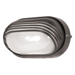 Oval Outdoor Hooded Die Cast Wall Light - Architectural Bronze / Frosted