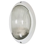 Bulkhead Outdoor Wall Light - Semi Gloss White / Clear