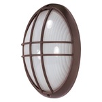 Oval Outdoor Caged Wall Light - Architectural Bronze / Frosted