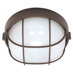 Caged Round Outdoor Wall Light - Architectural Bronze / Frosted