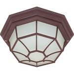 Caged Outdoor Ceiling Flush Mount - Old Bronze / Frosted